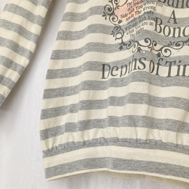 φZD Rose Hips 長袖 グレー白 ボーダー ロング Tシャツ 160 N2m < 女性ファッション φZD Rose Hips 長袖 グレー白 ボーダー ロング Tシャツ 160 N2m < 女性ファッションの