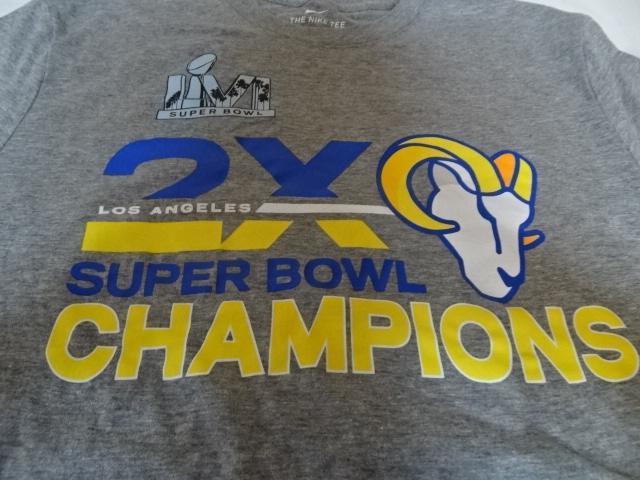 Nike製 第56回スーパーボウル LA ラムズ チャンピオンTシャツ US M < 男性ファッション  Nike製 第56回スーパーボウル LA ラムズ チャンピオンTシャツ US M < 男性ファッションの
