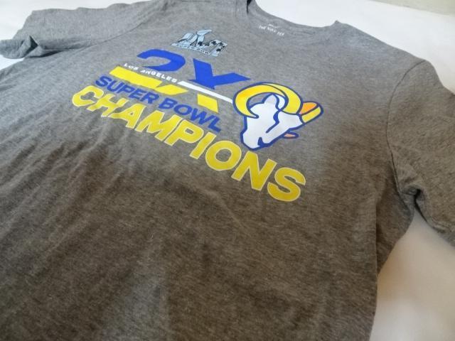 Nike製 第56回スーパーボウル LA ラムズ チャンピオンTシャツ US M < 男性ファッション  Nike製 第56回スーパーボウル LA ラムズ チャンピオンTシャツ US M < 男性ファッションの