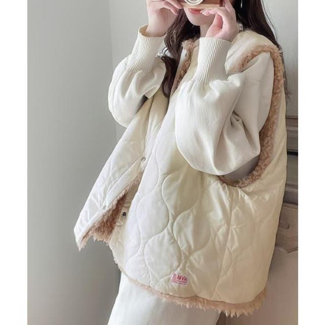 JAVAベスト★ボアとキルティングのリバーシブルベスト/新品 < 女性ファッション JAVAベスト★ボアとキルティングのリバーシブルベスト/新品 < 女性ファッションの