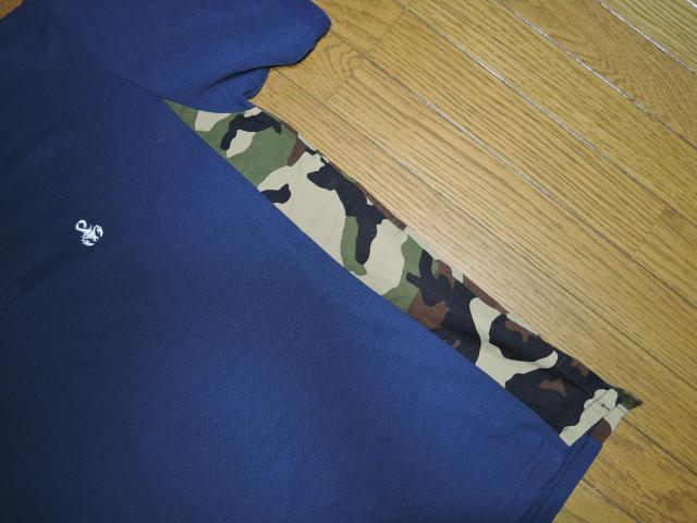 SOPHNET. ソフネット カモフラ柄 サイドパネル ポロシャツ S 紺 CAMOUFLAGE SIDE PANEL POLO < ブランド  SOPHNET. ソフネット カモフラ柄 サイドパネル ポロシャツ S 紺 CAMOUFLAGE SIDE PANEL POLO < ブランドの