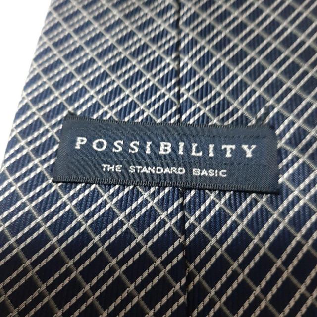 POSSIBILITY ネクタイ 紺色系 チェック柄 < 男性ファッション  POSSIBILITY ネクタイ 紺色系 チェック柄 < 男性ファッションの