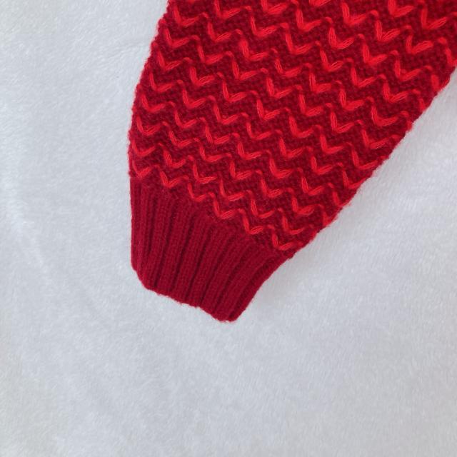 Knit Mix 編み込み ニット セーター カーディガン パールボタン 赤 S N2m < 女性ファッション Knit Mix 編み込み ニット セーター カーディガン パールボタン 赤 S N2m < 女性ファッションの