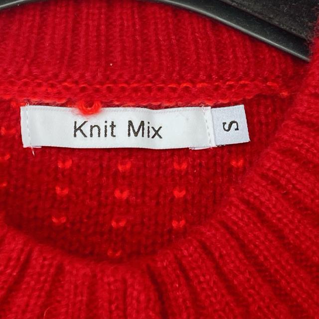 Knit Mix 編み込み ニット セーター カーディガン パールボタン 赤 S N2m < 女性ファッション Knit Mix 編み込み ニット セーター カーディガン パールボタン 赤 S N2m < 女性ファッションの