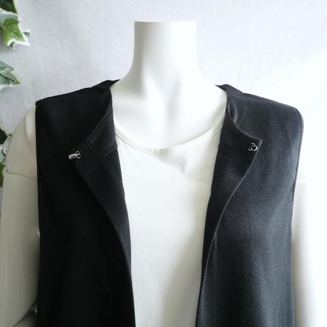 新品 9593 ML 後ろプリーツ 飾りベルト ロング ジレ 春 夏 秋 黒 レディース ストレッチ ベスト 羽織り 上品 < 女性ファッション 新品 9593 ML 後ろプリーツ 飾りベルト ロング ジレ 春 夏 秋 黒 レディース ストレッチ ベスト 羽織り 上品 < 女性ファッションの