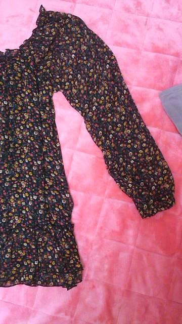 ネイビー×花柄 長袖シフォンワンピ 新品 激安 < 女性ファッション  ネイビー×花柄 長袖シフォンワンピ 新品 激安 < 女性ファッションの