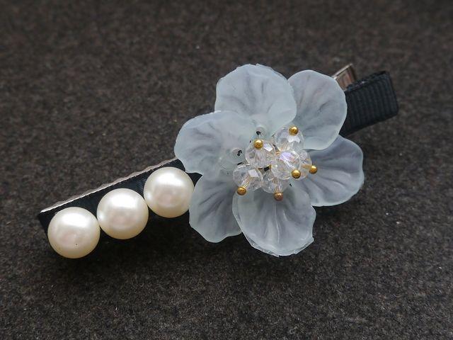 新品 アンティーク調エレガント花パールヘアクリップ 水色 < 女性アクセサリー/時計  新品 アンティーク調エレガント花パールヘアクリップ 水色  < 女性アクセサリー/時計の