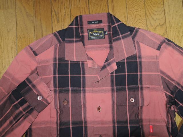 WTAPS ダブルタップス 開襟 チェックシャツ S 赤黒系 VATOS 薄手 長袖 < ブランド  WTAPS ダブルタップス 開襟 チェックシャツ S 赤黒系 VATOS 薄手 長袖 < ブランドの