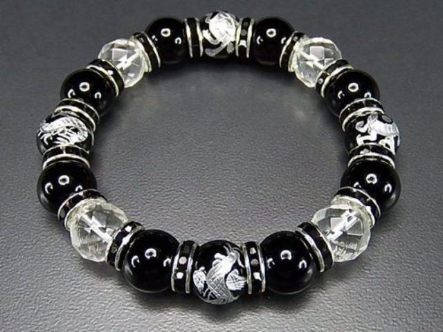 オニキス四神水晶カット12ミリブレスレット数珠天然石まよけ < 男性アクセサリー/時計  オニキス四神水晶カット12ミリブレスレット数珠天然石まよけ < 男性アクセサリー/時計の