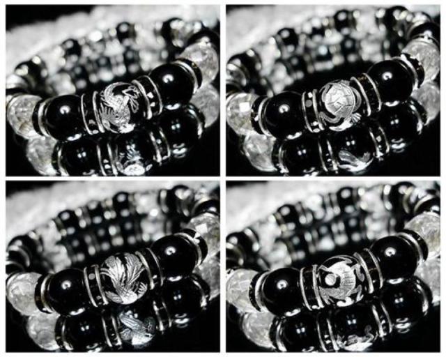 オニキス四神水晶カット12ミリブレスレット数珠天然石まよけ < 男性アクセサリー/時計  オニキス四神水晶カット12ミリブレスレット数珠天然石まよけ < 男性アクセサリー/時計の