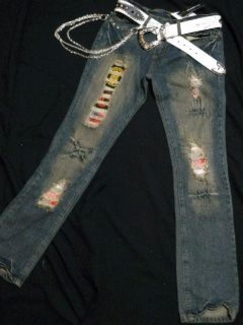 【in the attic】《New》チェック*ダメージデニム<w76> < ブランド  【in the attic】《New》チェック*ダメージデニム<w76> < ブランドの