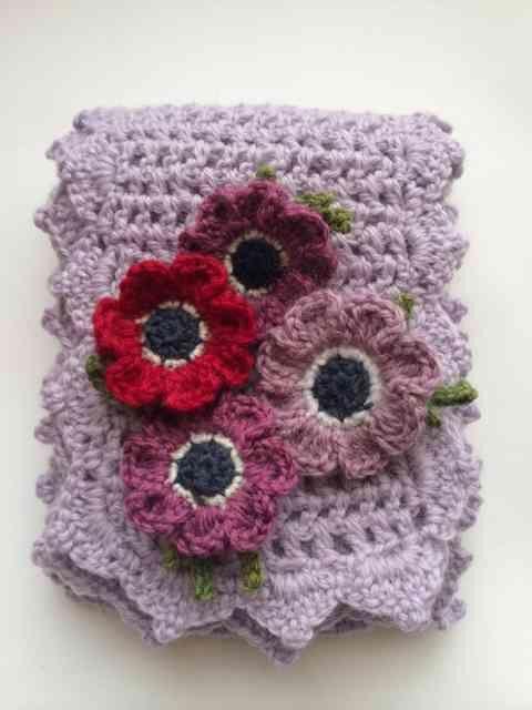 ハンドメイド ストール ウール100% 仲良しアネモネ ガーリー 紫 < 女性ファッション  ハンドメイド ストール ウール100% 仲良しアネモネ ガーリー 紫 < 女性ファッションの