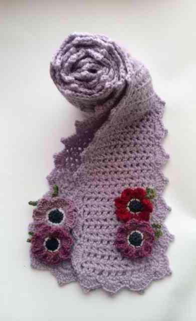 ハンドメイド ストール ウール100% 仲良しアネモネ ガーリー 紫 < 女性ファッション  ハンドメイド ストール ウール100% 仲良しアネモネ ガーリー 紫 < 女性ファッションの