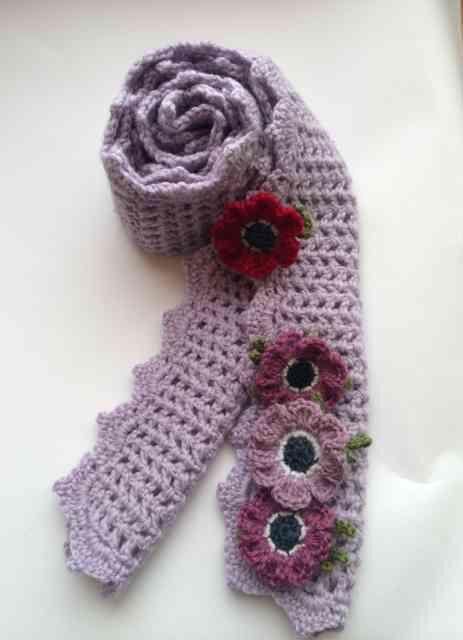 ハンドメイド ストール ウール100% 仲良しアネモネ ガーリー 紫 < 女性ファッション  ハンドメイド ストール ウール100% 仲良しアネモネ ガーリー 紫 < 女性ファッションの