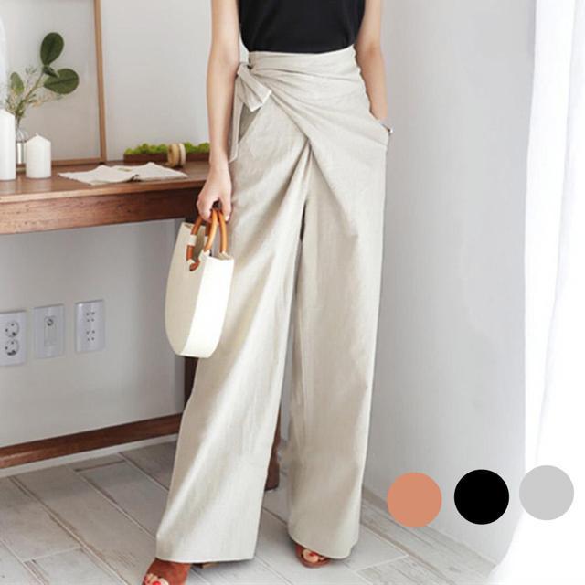 送料無料 新品 ロングパンツ ワイドパンツ レディースパンツ 普段着 リボン付き ゆったり 体型カバー < 女性ファッション  送料無料 新品 ロングパンツ ワイドパンツ レディースパンツ 普段着 リボン付き ゆったり 体型カバー  < 女性ファッションの