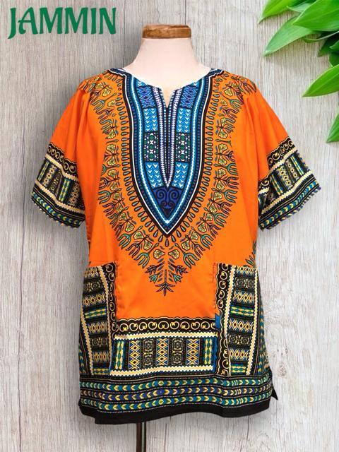 アフリカ民族衣装ダシキ★オレンジ★アジアン★アフリカン★ダンス < 男性ファッション  アフリカ民族衣装ダシキ★オレンジ★アジアン★アフリカン★ダンス  < 男性ファッションの