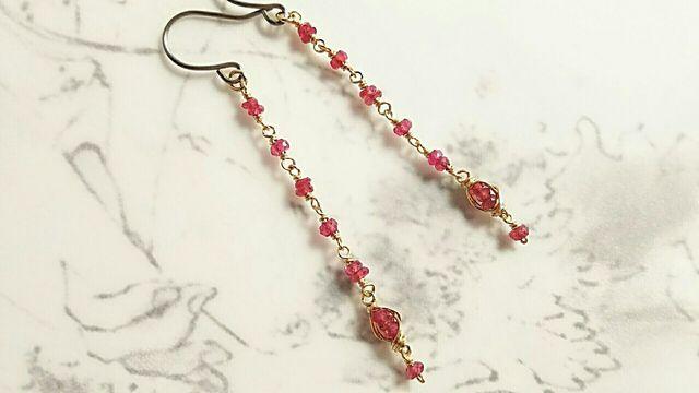 14kgf*宝石質ルビーのロングピアス* 19005 < 女性アクセサリー/時計 14kgf*宝石質ルビーのロングピアス* 19005 < 女性アクセサリー/時計の