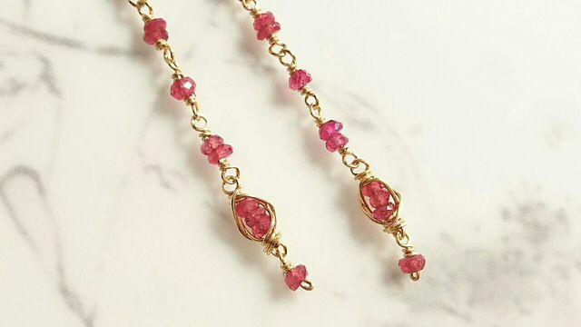 14kgf*宝石質ルビーのロングピアス* 19005 < 女性アクセサリー/時計 14kgf*宝石質ルビーのロングピアス* 19005 < 女性アクセサリー/時計の