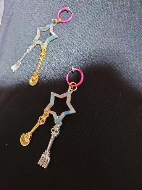 ハンドメイド★イヤリング。ノンホールピンク。カトラリー < 女性ファッション  ハンドメイド★イヤリング。ノンホールピンク。カトラリー < 女性ファッションの