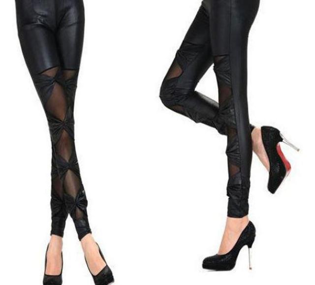 送料無料 フェイクレザー リボンバンテージ レギンス < 女性ファッション  送料無料 フェイクレザー リボンバンテージ レギンス < 女性ファッションの