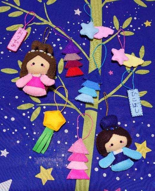 【定形外送料無料】ハンドメイド♪フェルト七夕飾り☆ミ★織姫彦星セットB(10点)★ < ペット/手芸/園芸  【定形外送料無料】ハンドメイド♪フェルト七夕飾り☆ミ★織姫彦星セットB(10点)★  < ペット/手芸/園芸の