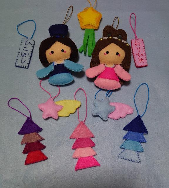 【定形外送料無料】ハンドメイド♪フェルト七夕飾り☆ミ★織姫彦星セットB(10点)★ < ペット/手芸/園芸  【定形外送料無料】ハンドメイド♪フェルト七夕飾り☆ミ★織姫彦星セットB(10点)★ < ペット/手芸/園芸の