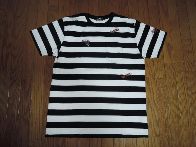 HYSTERIC GLAMOUR ヒステリックグラマー FERGADELIC METAL刺繍 ポケ付Tシャツ L 白黒 ボーダー柄 < ブランド  HYSTERIC GLAMOUR ヒステリックグラマー FERGADELIC METAL刺繍 ポケ付Tシャツ L 白黒 ボーダー柄  < ブランドの