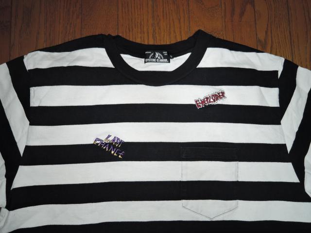 HYSTERIC GLAMOUR ヒステリックグラマー FERGADELIC METAL刺繍 ポケ付Tシャツ L 白黒 ボーダー柄 < ブランド  HYSTERIC GLAMOUR ヒステリックグラマー FERGADELIC METAL刺繍 ポケ付Tシャツ L 白黒 ボーダー柄 < ブランドの