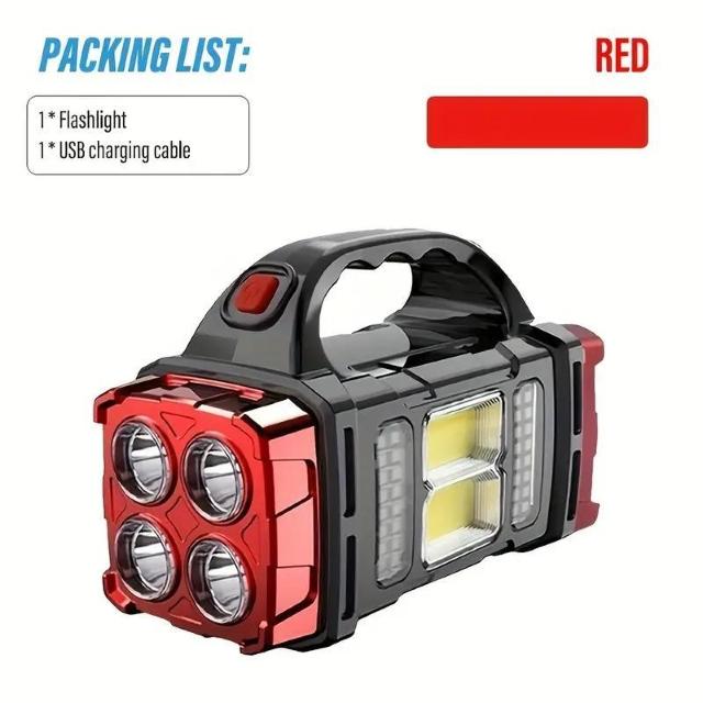 爆ヤス価格1290円★ソーラーポータブルライトUSB充電式 COBサイドライト4LED前後両面照明付き多機能ドフラッシュライト 赤 < インテリア/ライフ 爆ヤス価格1290円★ソーラーポータブルライトUSB充電式 COBサイドライト4LED前後両面照明付き多機能ドフラッシュライト 赤 < インテリア/ライフの