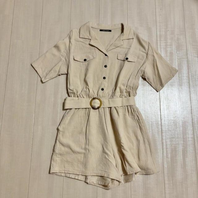 ◆one*way/ワンウェイ◆リネン混ベルト付オールインワン★ベージュM♪シンプルコーデ*美品 < ブランド ◆one*way/ワンウェイ◆リネン混ベルト付オールインワン★ベージュM♪シンプルコーデ*美品 < ブランドの