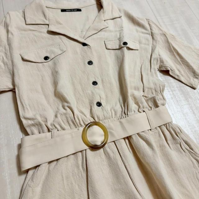 ◆one*way/ワンウェイ◆リネン混ベルト付オールインワン★ベージュM♪シンプルコーデ*美品 < ブランド ◆one*way/ワンウェイ◆リネン混ベルト付オールインワン★ベージュM♪シンプルコーデ*美品 < ブランドの