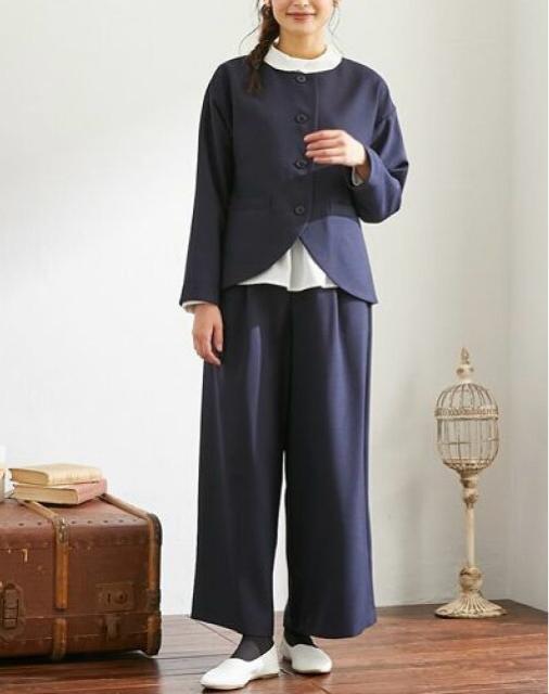 新品☆LL♪紺♪ナチュラル系おしゃれワイドパンツスーツ3点set♪☆R223 < 女性ファッション 新品☆LL♪紺♪ナチュラル系おしゃれワイドパンツスーツ3点set♪☆R223 < 女性ファッションの