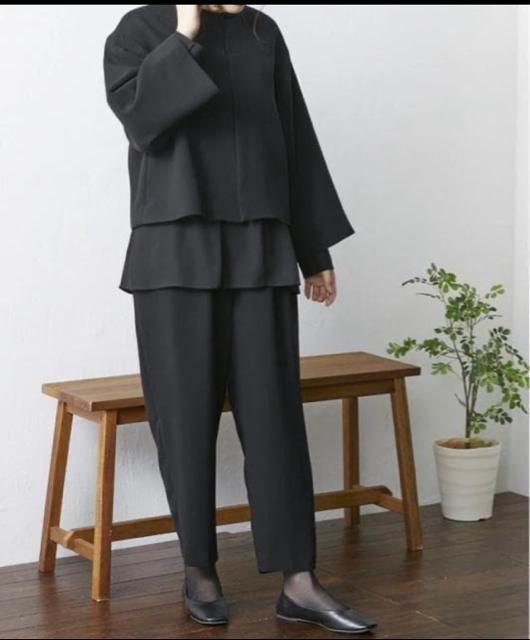 新品☆LL喪服礼服ナチュラルレイヤード黒パンツスーツ26,290円を☆R240 < 女性ファッション 新品☆LL喪服礼服ナチュラルレイヤード黒パンツスーツ26,290円を☆R240 < 女性ファッションの