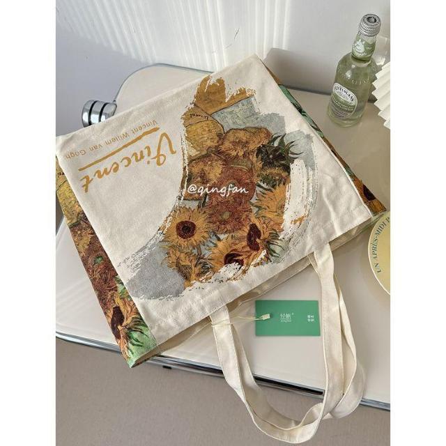 バッグ 鞄 ゴッホ キャンバス トートバッグ 芸術 プリント ひまわり < 女性ファッション  バッグ 鞄 ゴッホ キャンバス トートバッグ 芸術 プリント ひまわり < 女性ファッションの