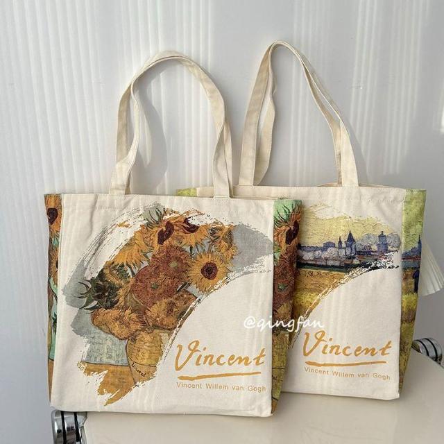 バッグ 鞄 ゴッホ キャンバス トートバッグ 芸術 プリント ひまわり < 女性ファッション  バッグ 鞄 ゴッホ キャンバス トートバッグ 芸術 プリント ひまわり < 女性ファッションの