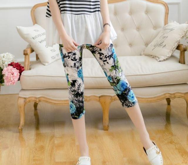 送料無料  レディース 7分丈 レギンス 青い薔薇 夏レギンス ブルー < 女性ファッション  送料無料  レディース 7分丈 レギンス 青い薔薇 夏レギンス ブルー  < 女性ファッションの