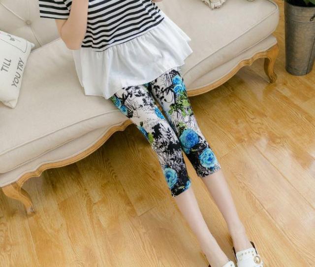 送料無料  レディース 7分丈 レギンス 青い薔薇 夏レギンス ブルー < 女性ファッション  送料無料  レディース 7分丈 レギンス 青い薔薇 夏レギンス ブルー < 女性ファッションの