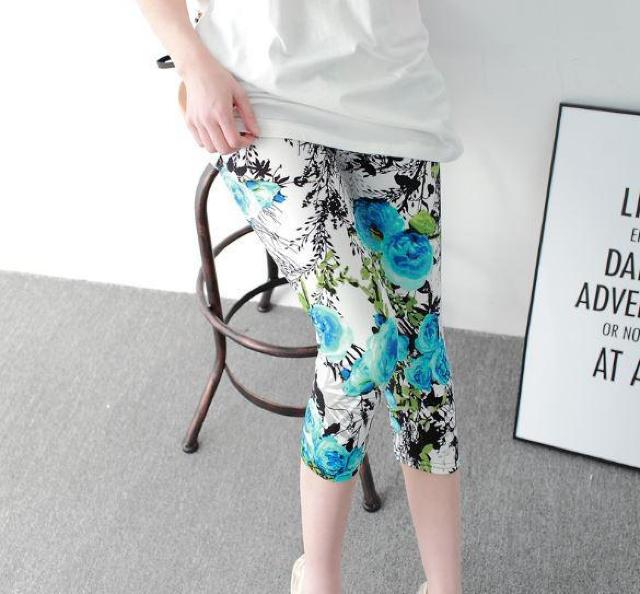 送料無料  レディース 7分丈 レギンス 青い薔薇 夏レギンス ブルー < 女性ファッション  送料無料  レディース 7分丈 レギンス 青い薔薇 夏レギンス ブルー < 女性ファッションの