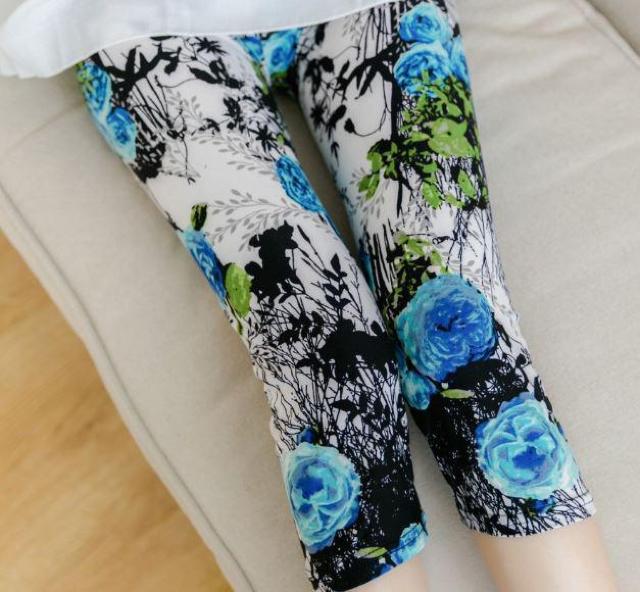 送料無料  レディース 7分丈 レギンス 青い薔薇 夏レギンス ブルー < 女性ファッション  送料無料  レディース 7分丈 レギンス 青い薔薇 夏レギンス ブルー < 女性ファッションの