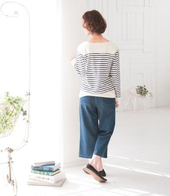 S.MILE エスマイル 天竺ボーダー長袖プルオーバー ボートネック パープルボーダー Lサイズ 綿100% 厚手 肉厚 < 女性ファッション  S.MILE エスマイル 天竺ボーダー長袖プルオーバー ボートネック パープルボーダー Lサイズ 綿100% 厚手 肉厚 < 女性ファッションの