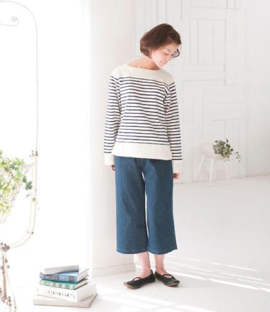 S.MILE エスマイル 天竺ボーダー長袖プルオーバー ボートネック パープルボーダー Lサイズ 綿100% 厚手 肉厚 < 女性ファッション  S.MILE エスマイル 天竺ボーダー長袖プルオーバー ボートネック パープルボーダー Lサイズ 綿100% 厚手 肉厚 < 女性ファッションの