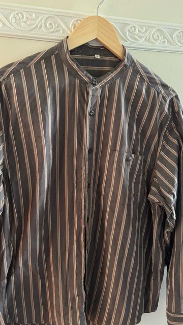 イオン トップバリュ メンズ マオカラー ノーカラー ストライプ 長袖シャツ グレー M < 男性ファッション イオン トップバリュ メンズ マオカラー ノーカラー ストライプ 長袖シャツ グレー M < 男性ファッションの