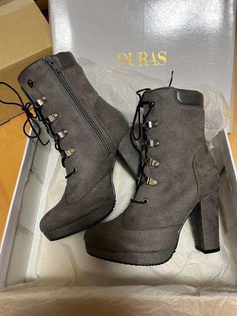 DURAS デュラス レースアップ ショートブーツ グレー Lサイズ < ブランド DURAS デュラス レースアップ ショートブーツ グレー Lサイズ < ブランドの