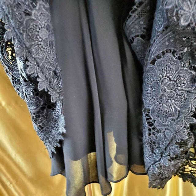 ★Ryu Ryu★編み上げ&リボン&レース使い!ひざ丈ドレス/ワンピース★9号★ < 女性ファッション  ★Ryu Ryu★編み上げ&リボン&レース使い!ひざ丈ドレス/ワンピース★9号★ < 女性ファッションの