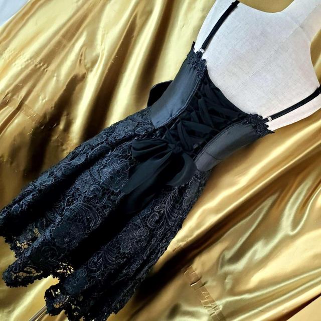 ★Ryu Ryu★編み上げ&リボン&レース使い!ひざ丈ドレス/ワンピース★9号★ < 女性ファッション  ★Ryu Ryu★編み上げ&リボン&レース使い!ひざ丈ドレス/ワンピース★9号★ < 女性ファッションの