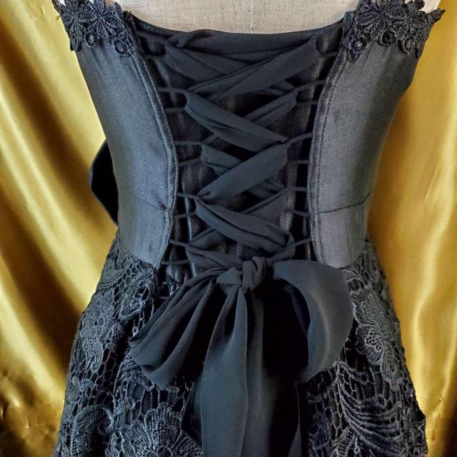 ★Ryu Ryu★編み上げ&リボン&レース使い!ひざ丈ドレス/ワンピース★9号★ < 女性ファッション  ★Ryu Ryu★編み上げ&リボン&レース使い!ひざ丈ドレス/ワンピース★9号★ < 女性ファッションの