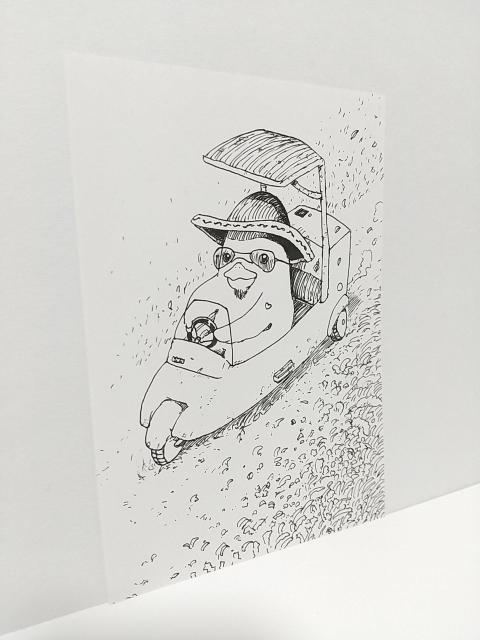 オリジナルイラスト 手描きイラスト 鳥と三輪車 ハンドメイド 絵 モノクロ 原画 自作 アナログ illustration art < アニメ/コミック/キャラクター  オリジナルイラスト 手描きイラスト 鳥と三輪車 ハンドメイド 絵 モノクロ 原画 自作 アナログ illustration art < アニメ/コミック/キャラクターの
