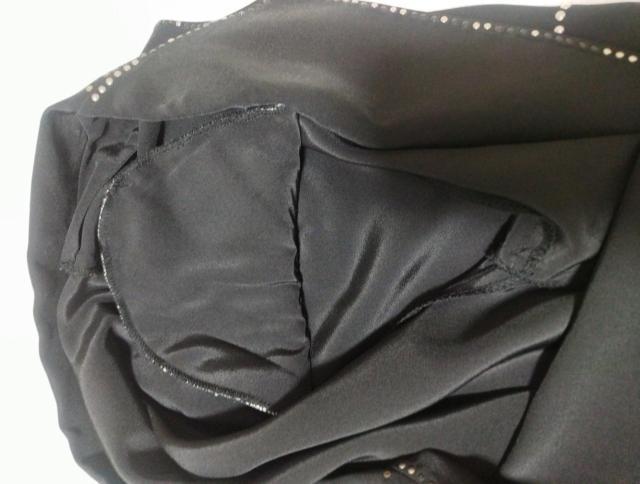 ビジュー付きサテンシャツ 長袖 黒ダブル スパンコール 80年代ディスコティック < 女性ファッション  ビジュー付きサテンシャツ 長袖 黒ダブル スパンコール 80年代ディスコティック < 女性ファッションの