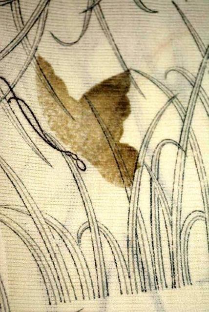 夏物 小紋 中古 送料無料 身丈153.5cm 裄丈62.5cm 極上 絽 洗える着物 蝶に草柄 バチ衿 カジュアル T3592 < 女性ファッション  夏物 小紋 中古 送料無料 身丈153.5cm 裄丈62.5cm 極上 絽 洗える着物 蝶に草柄 バチ衿 カジュアル T3592 < 女性ファッションの