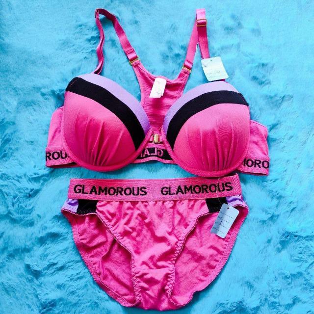 カッコ可愛いぃ。。F80×L。。スポーツテイストブラジャー&ショーツセット。。グラマー大きいサイズピンクスポブラジム着見せブラ < 女性ファッション  カッコ可愛いぃ。。F80×L。。スポーツテイストブラジャー&ショーツセット。。グラマー大きいサイズピンクスポブラジム着見せブラ  < 女性ファッションの